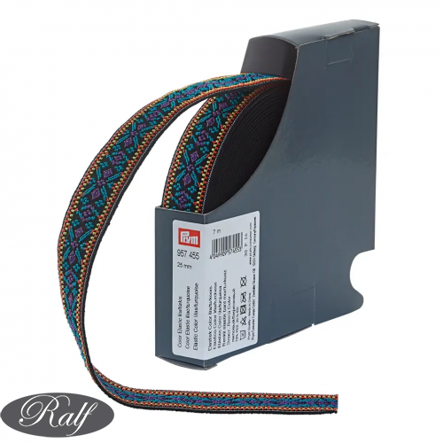 Elastic cu model flori, 25mm - Prym 957455